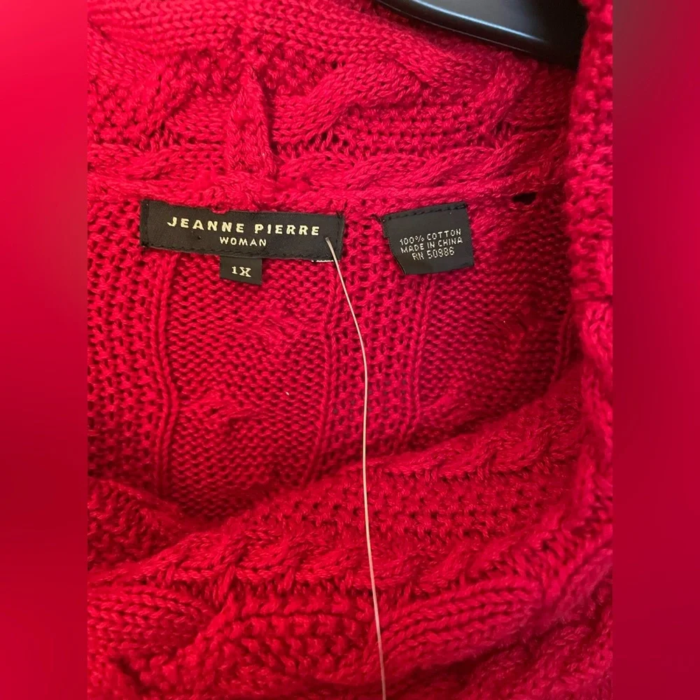Jeanne Pierre Chunky Cowl Neck Sweater 1X in Carmine Red NWT - Picture 5 of 6